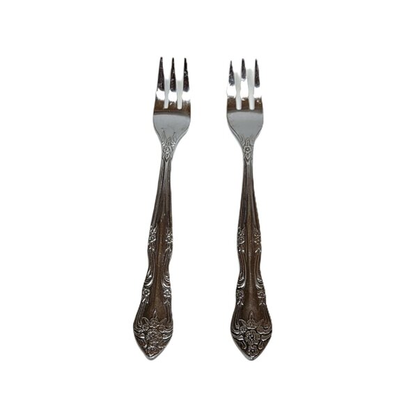 Stanley Rogers Dream Rose Cocktail Fork Lot x2 Stainless Seafood Discontinued - Picture 7 of 7